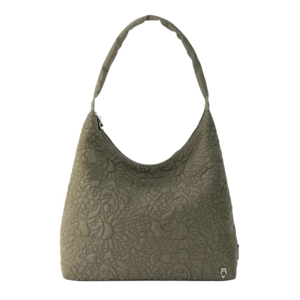Sakroots Atlas Hobo Shoulder Bag Olive Quilted Travel Full Zip